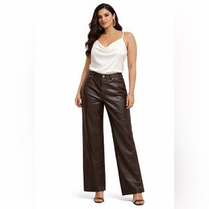 Tommy Hilfiger Genuine Leather Pants – Dark Brown | Size 8